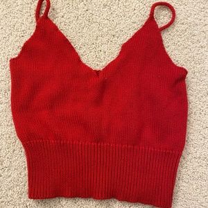 Brandy Melville Red Cropped Knit Tank